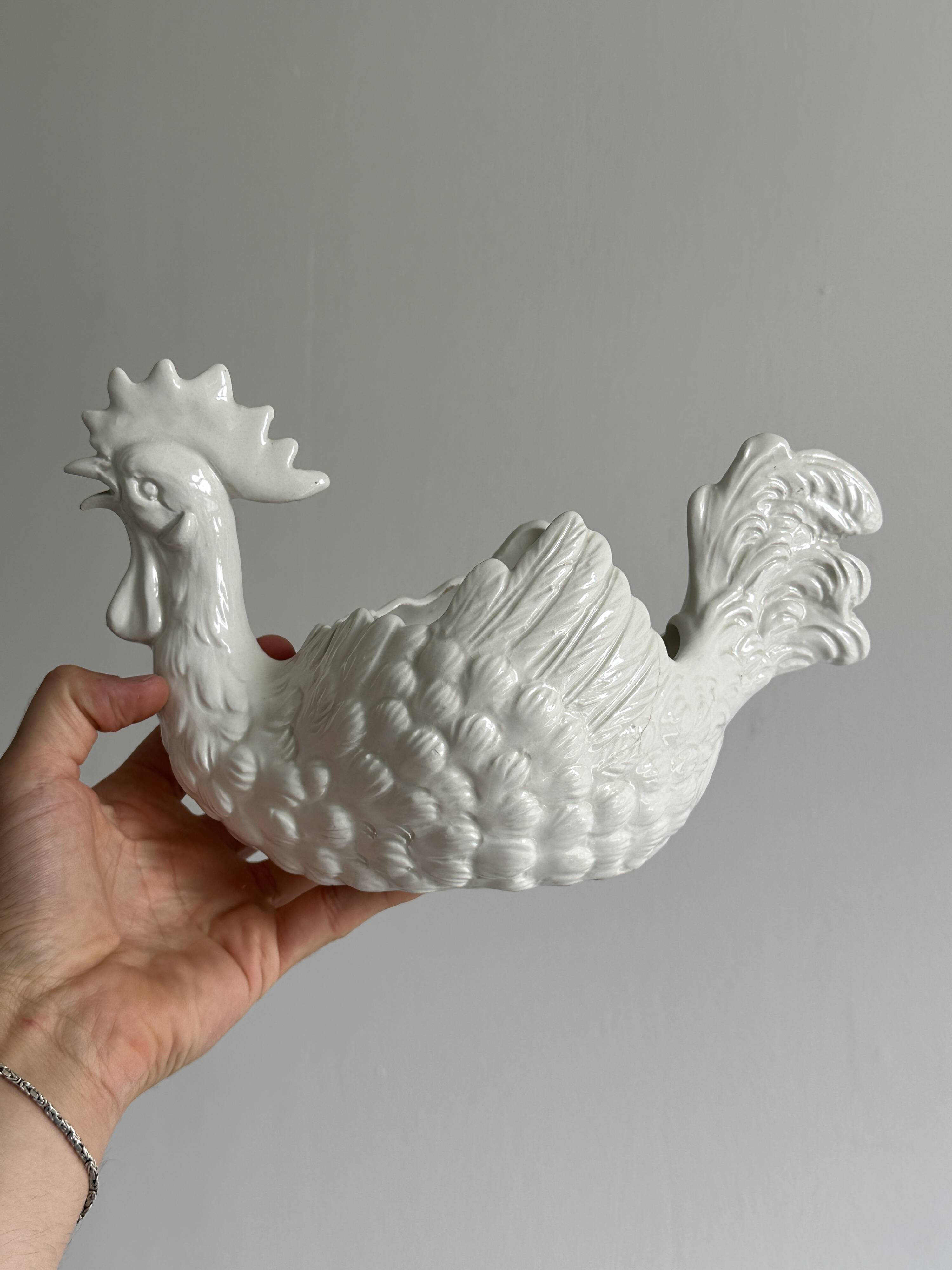 White ceramic egg basket