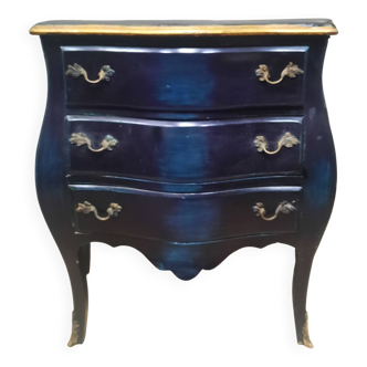 Louis XV style chest of drawers, blue/black lacquered