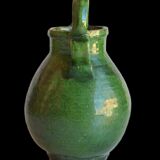 Jug wine earthenware glazed green, and mercurisee, Aubagne, Provence, 1900