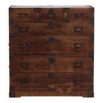 Grand Japanese tansu Sendai Isho-dansu in cedar and iron, Meiji-Taishō period (circa 1890-1925) #42