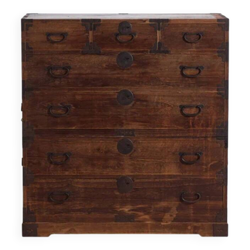 Grand Japanese tansu Sendai Isho-dansu in cedar and iron, Meiji-Taishō period (circa 1890-1925) #42