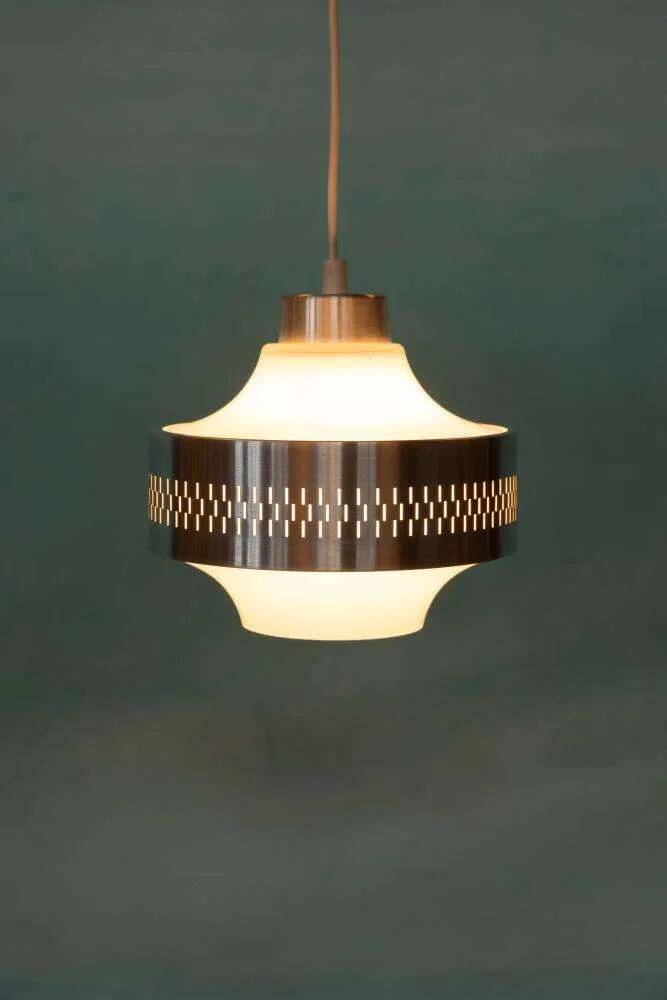 1960s vintage glass pendant light, Swedish pendant.