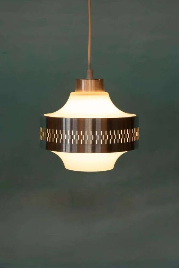 Suspension design vintage en verre années 60, suspension suédoise