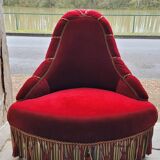 Fauteuil crapaud d'angle en velour époque Napoléon iii
