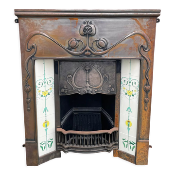 Open cast iron fireplace, Art Nouveau style