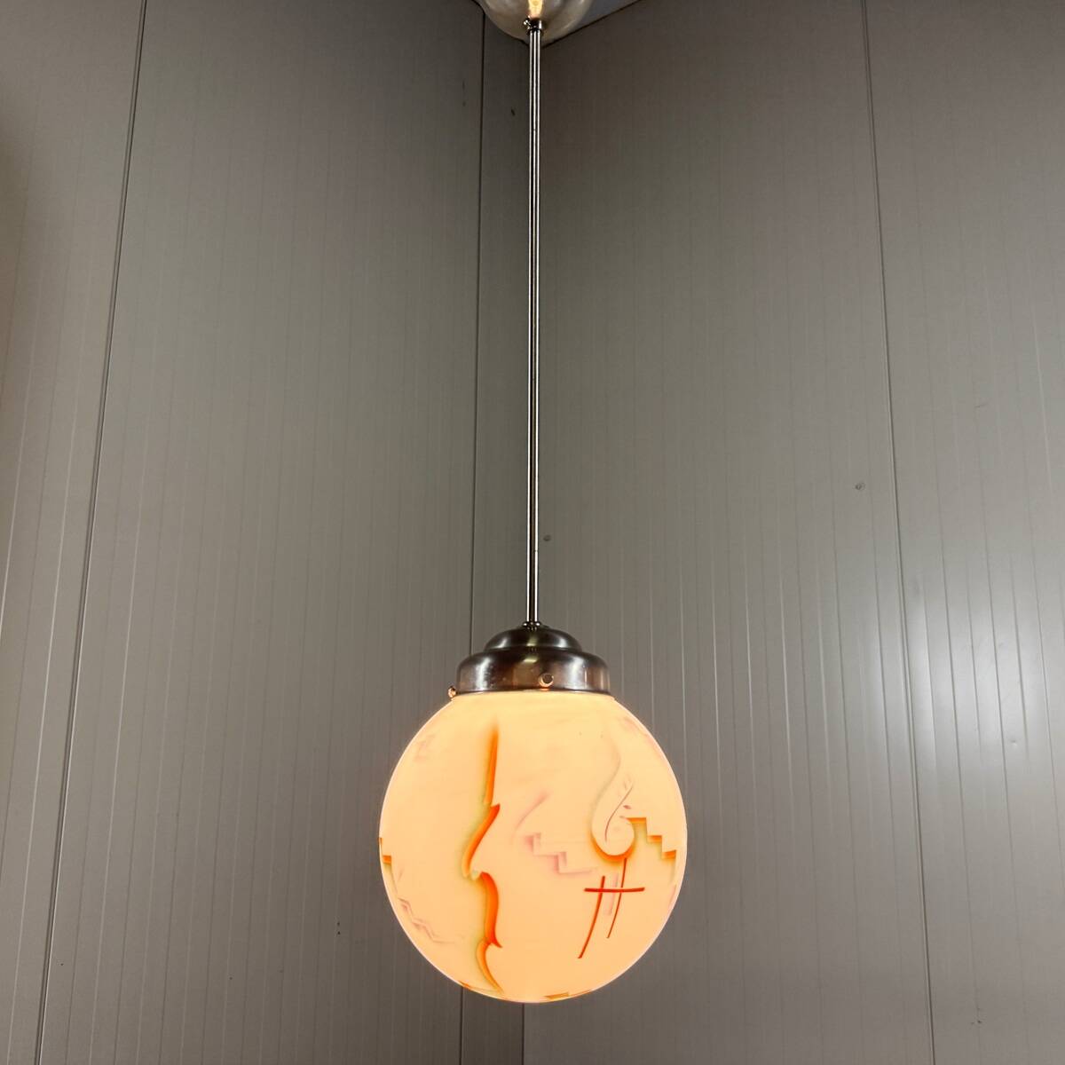 Suspension Art Déco en verre, années 1930