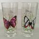 Verres à orangeade en verre décor papillon vintage