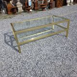 Table basse Pierre Vandel en métal doré brossé années 70