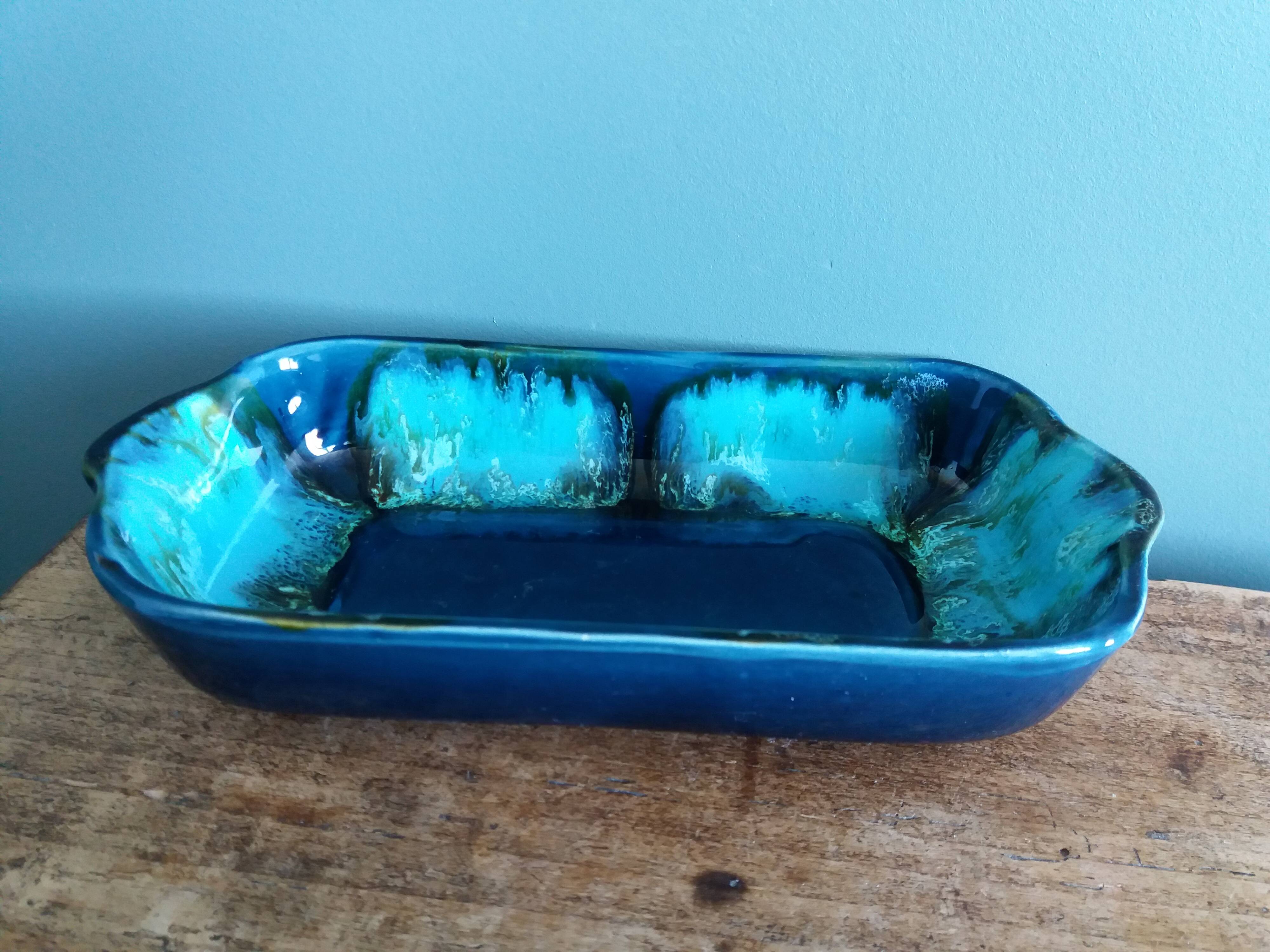 Vallauris stamped pocket emptier in flamed stoneware