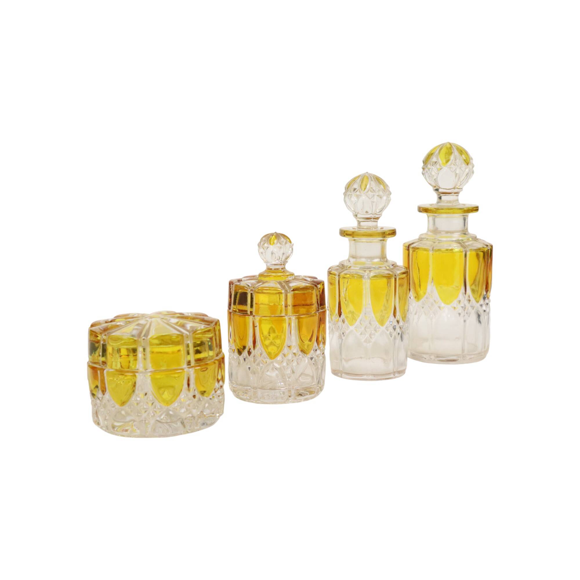 Art Deco Toilet Set Val Saint Lambert Crystal Perfume Bottle Dressing Table