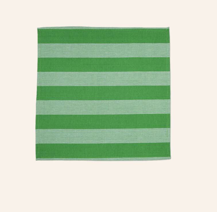 Set of 6 green striped napkins