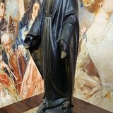 Ancient statue of the Virgin Mary – patinated cast on a marble base