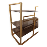 Brass shelf, smoked glass