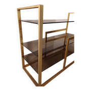 Brass shelf, smoked glass