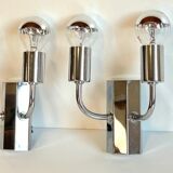 Pair of geometric wall lamps years 70 space age