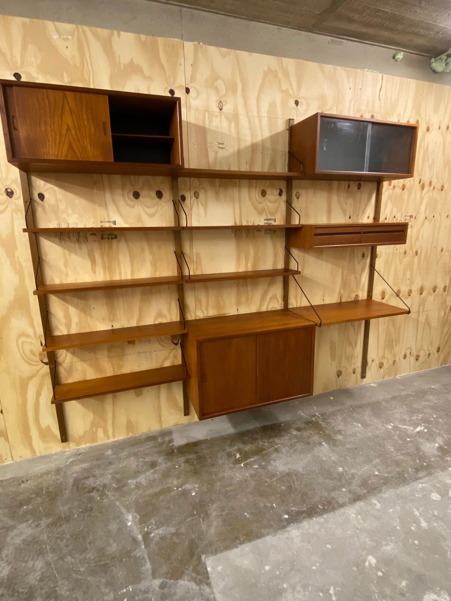 Vintage scandinavian teak wall unit by Poul Cadovius for Royal System 1960s