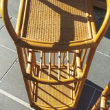 Pair of vintage bedsides in rattan and bamboo