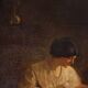 Peinture espagnole d'une scène d'intérieur du XXe siècle