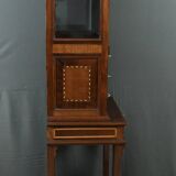 Rare small marquetry display cabinet, louis xvi style – mid 19th century