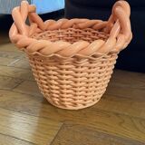 Vintage braided ceramic basket