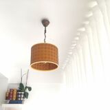 Orange Ceiling lamp vintage 70s made of straw