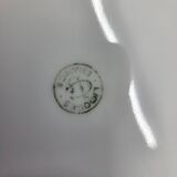 Limoges porcelain plates with green border and gold and blue flower decoration, French set of 8