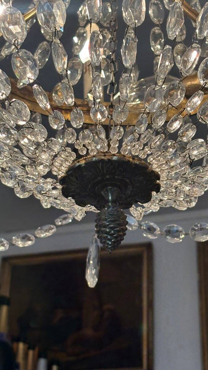 Lustre à pampilles de Style Empire