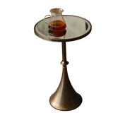 Table basse ronde en verre miroir de luxe légère, table d'appoint rétro pour salon