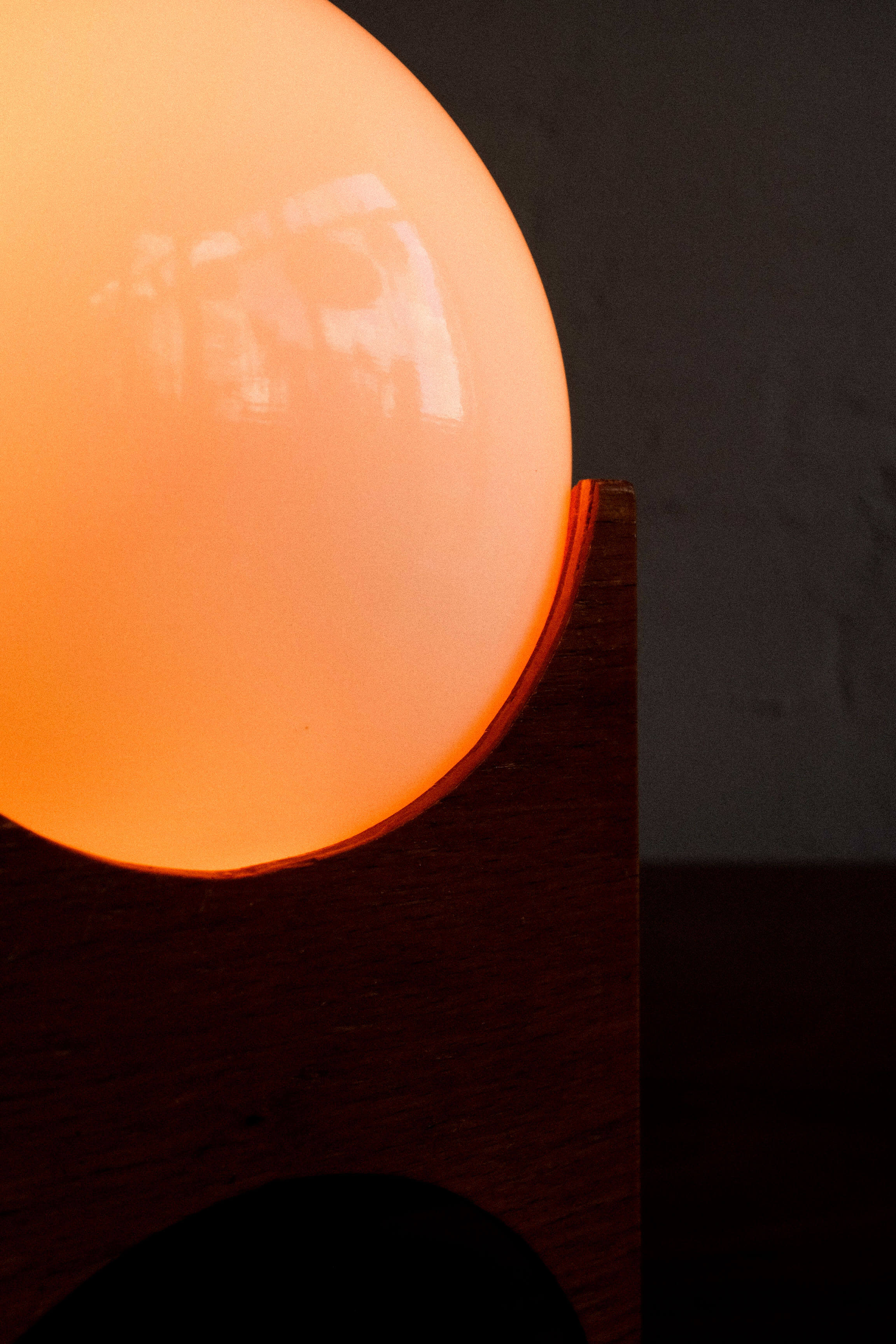 Small glass & wood table lamp, Czechoslovakia, 1960s