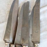 6 antique metal knives - Handles decorated with cartouches and scrolls