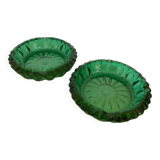 Pair of emerald green ashtrays