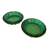Pair of emerald green ashtrays