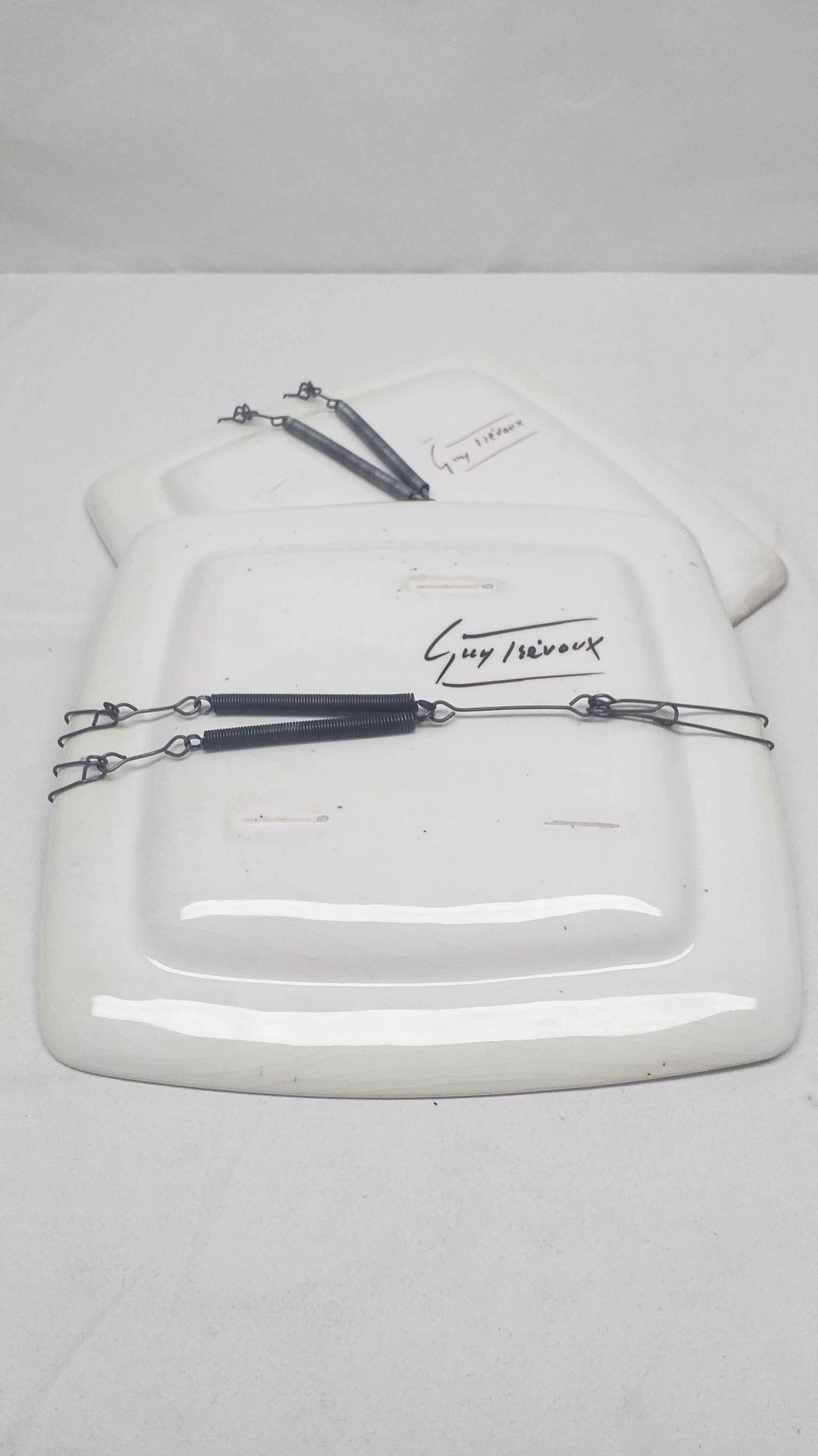 Lot 2 plates guy trevoux sailboat ship war ship