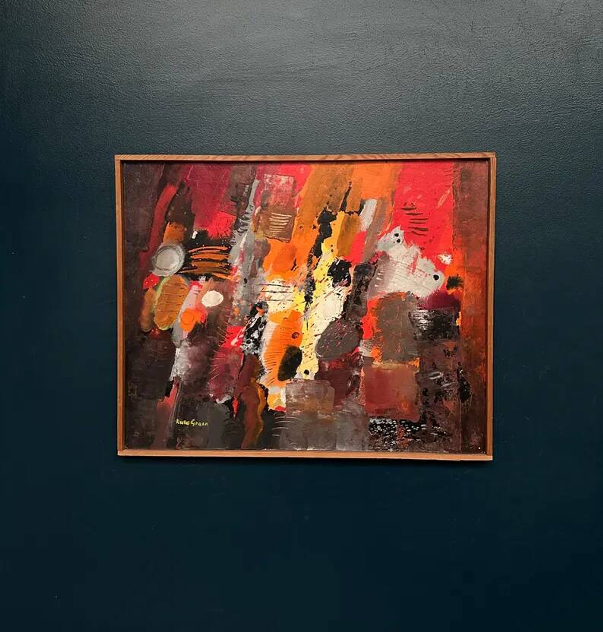 Original Swedish Oil on Panel – “Composition” by Kulo Green (1913–1972) – Signed – Vintage & Framed