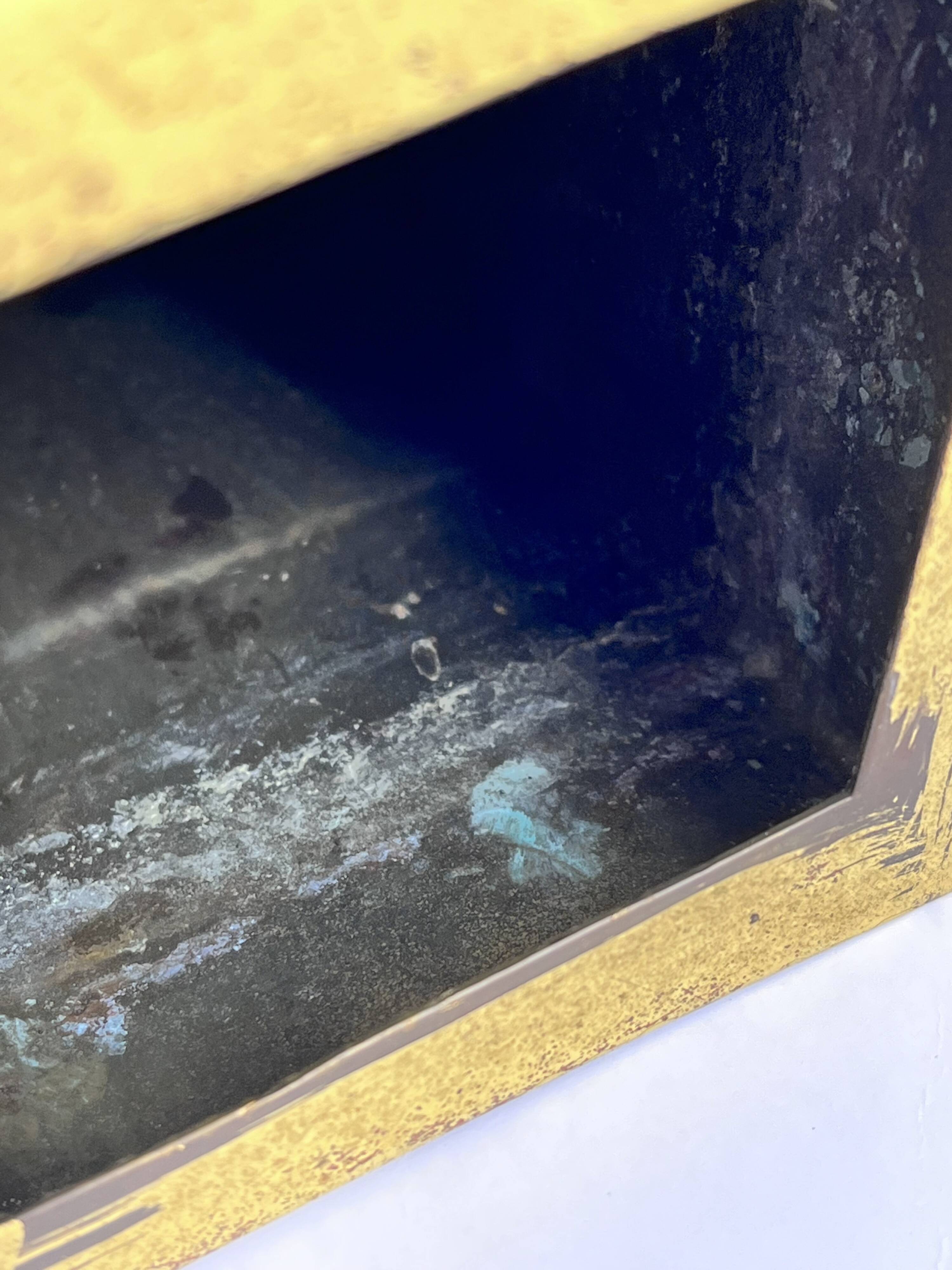 Art Deco geometric vase in gilded brass