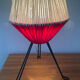 Lampe tripode en métal et laine années 50