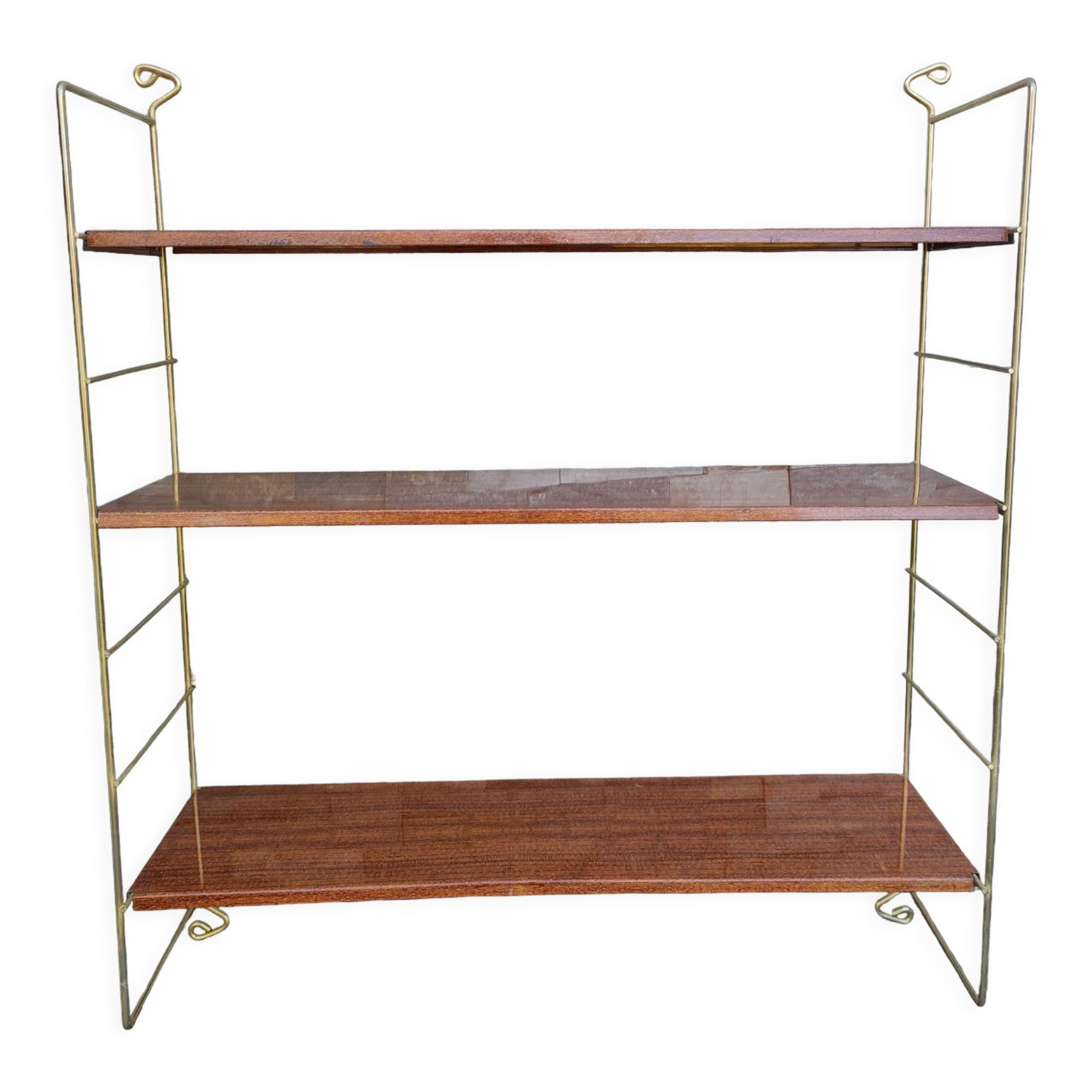 Wall shelves style metal string imitation wood 60- 70s