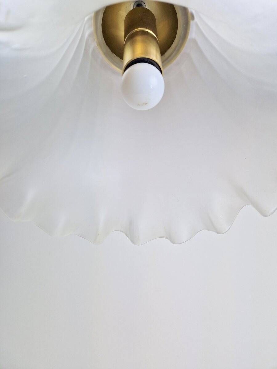 Vintage Glass & Brass Handkerchief Pendant Lamp from Peill & Putzler, 1960s