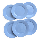 6 vintage sky blue faience dessert plates – Provençal coastal style