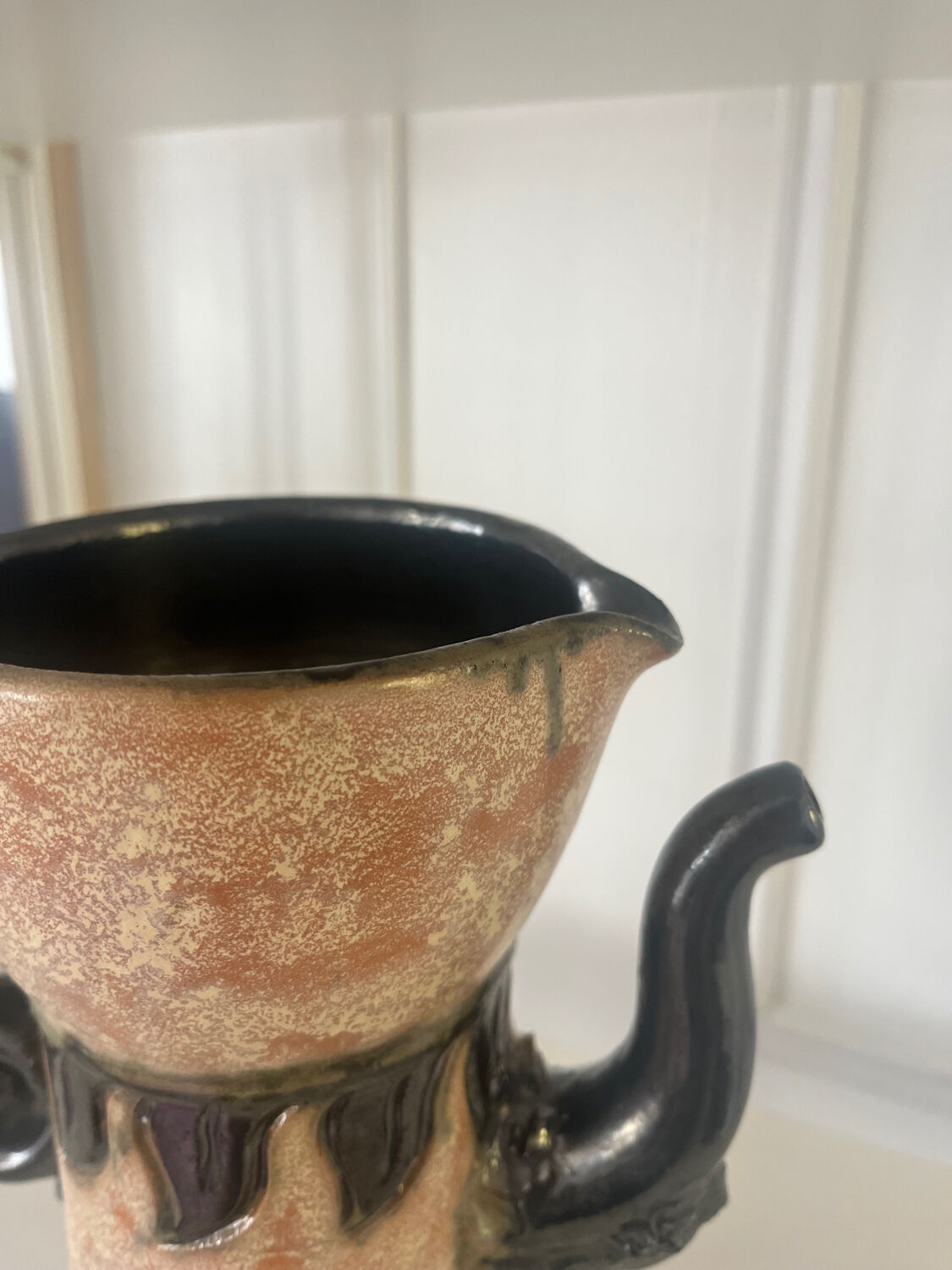 Belgian ceramic pitcher signed Sylvain Sttublet