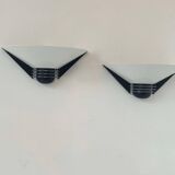 Pair of vintage wall lights, white lacquered metal, France 1980