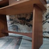 Bureau rétro design en placage et laiton années 60-70