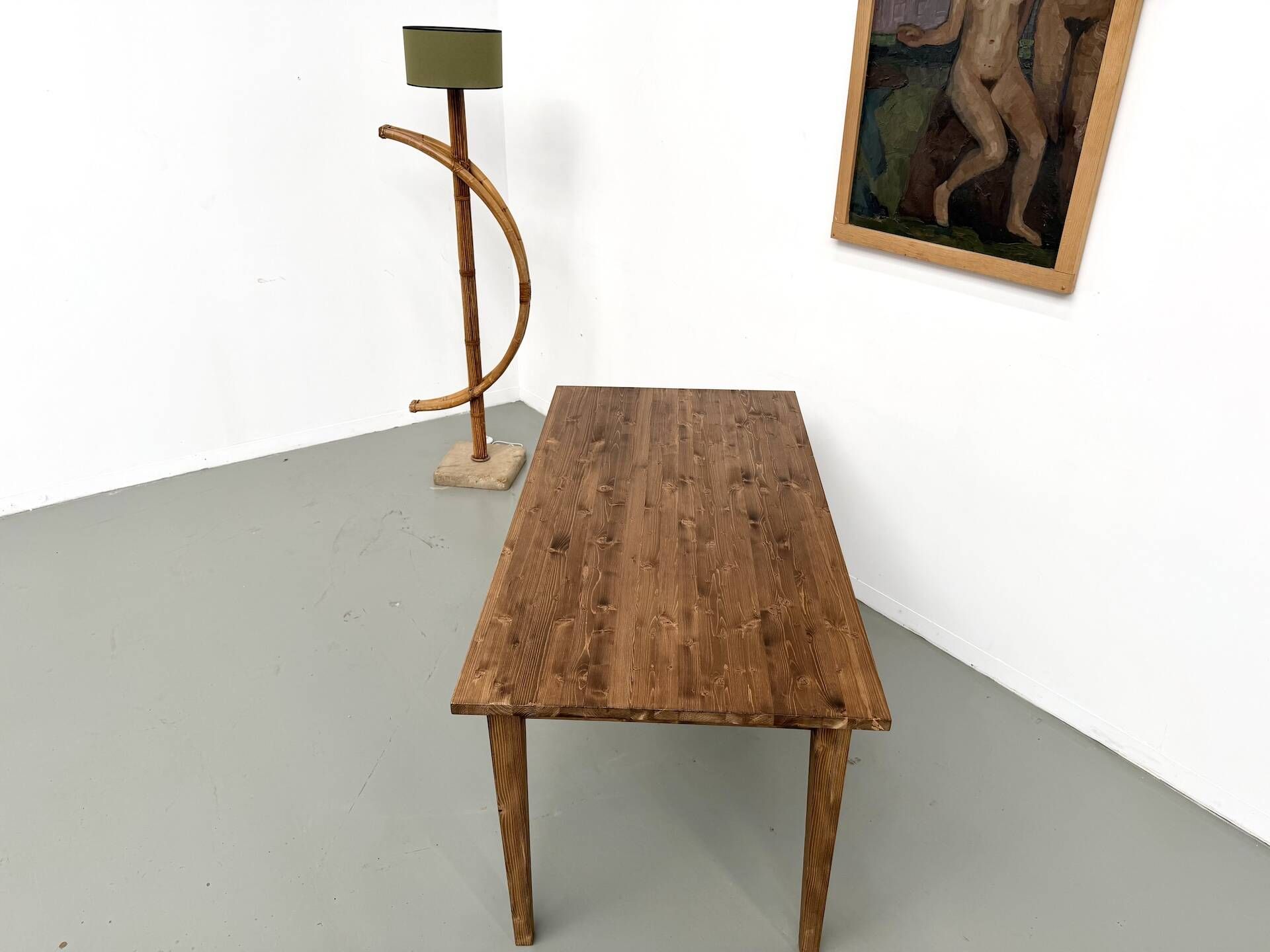 Farm table with tapered legs, L155 cm