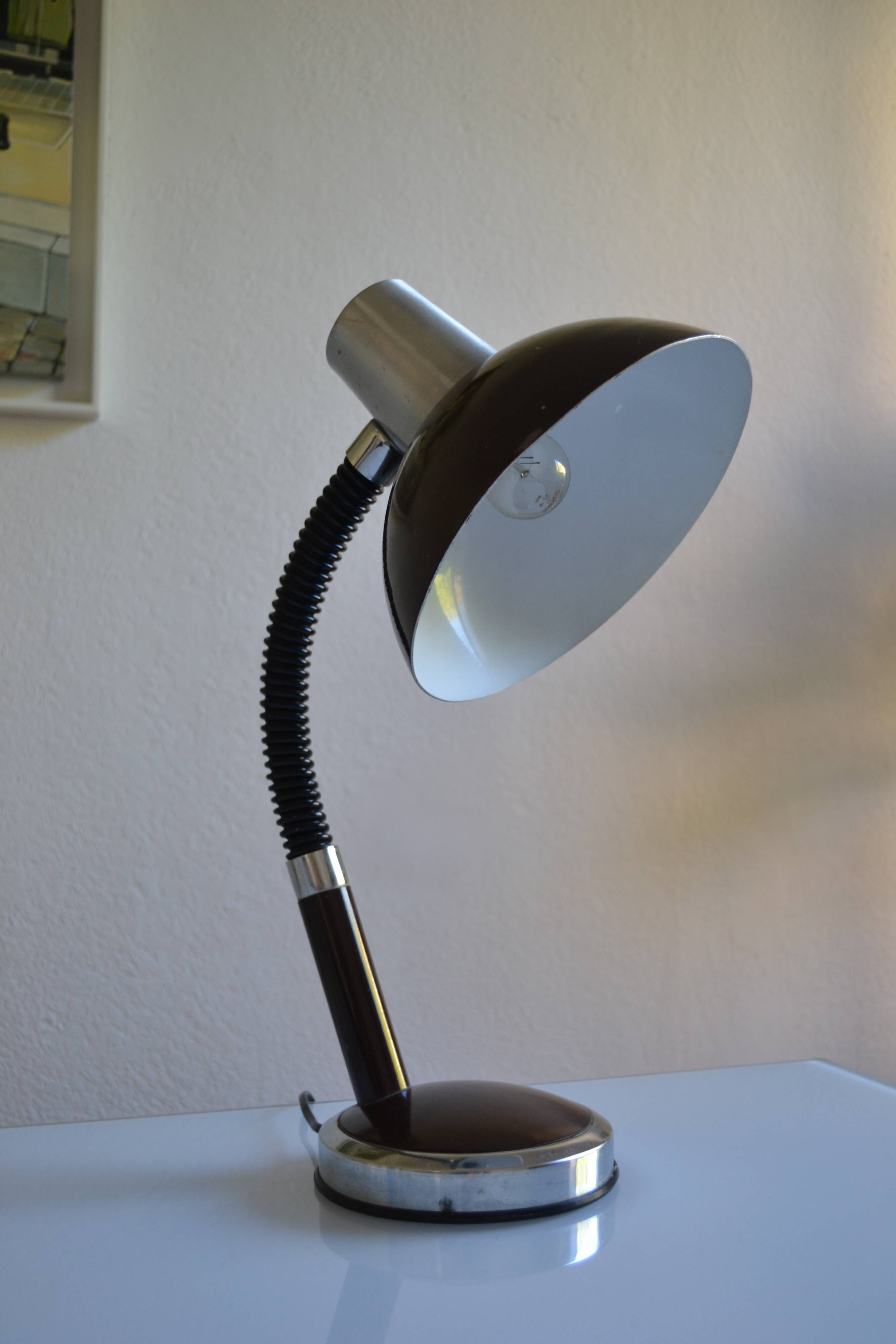 Vintage desk lamp France brown 70s 1970