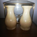 Pair of yellow/cream alabaster vases