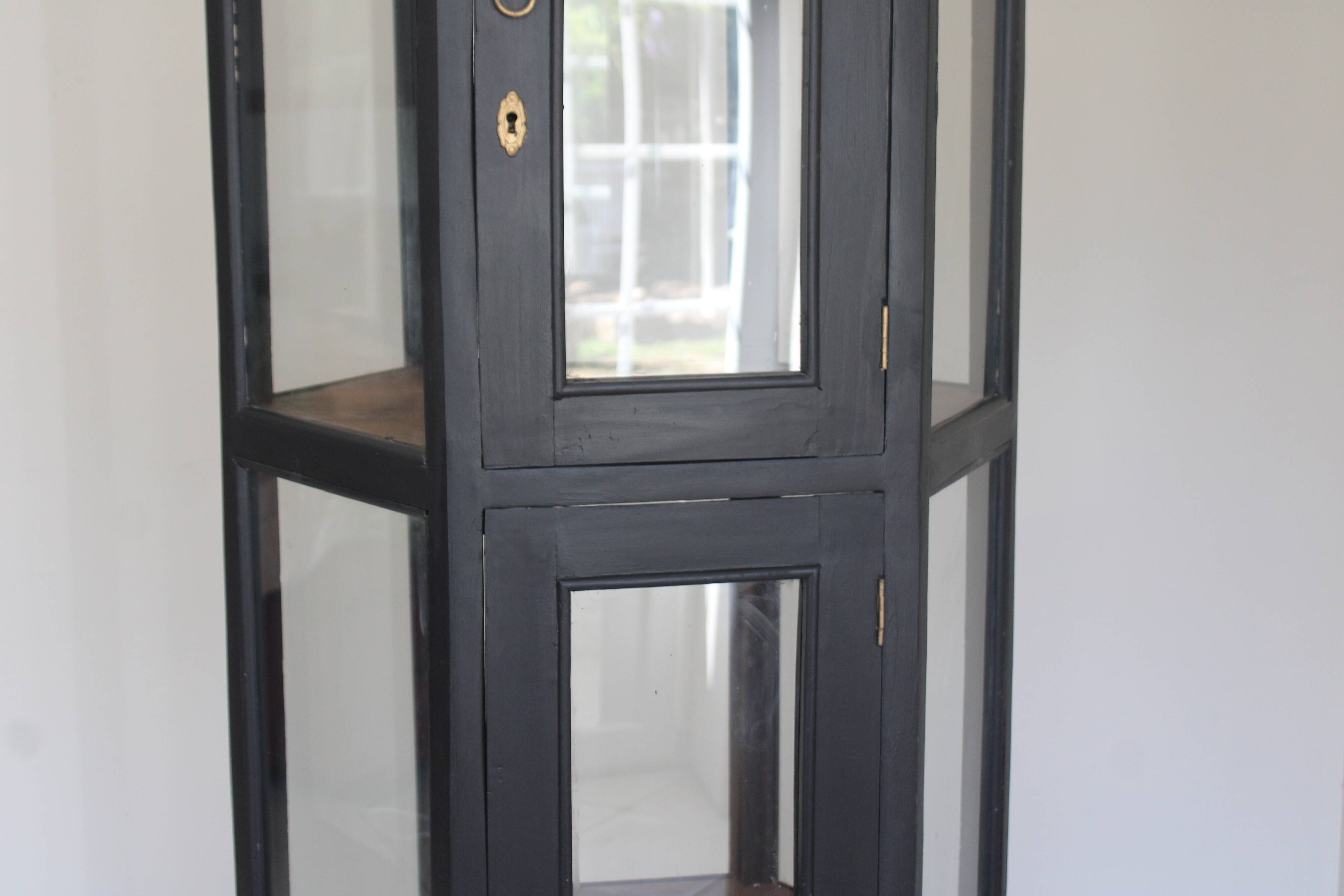 Antique black hexagonal display cabinet – 180 cm