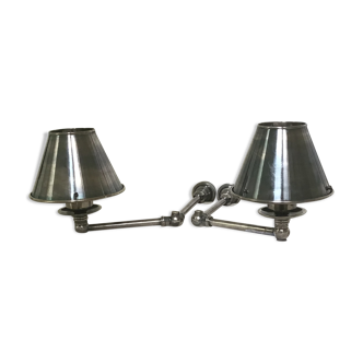 Pair of wall light with Chehoma nickel Lampshade