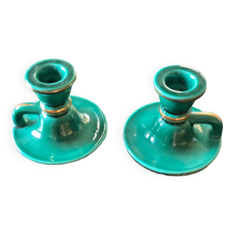 Pair of numbered ceramic candlesticks