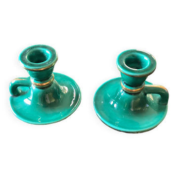 Pair of numbered ceramic candlesticks