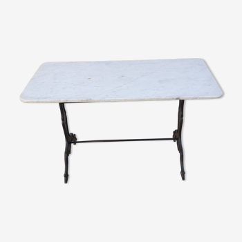Table bistrot ancienne pied en fonte style anglais et plateau marbre